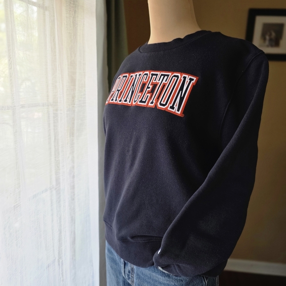 Champion Women's L Navy Blue Orange Princeton Crewneck Sweatshirt EUC - Picture 2 of 11